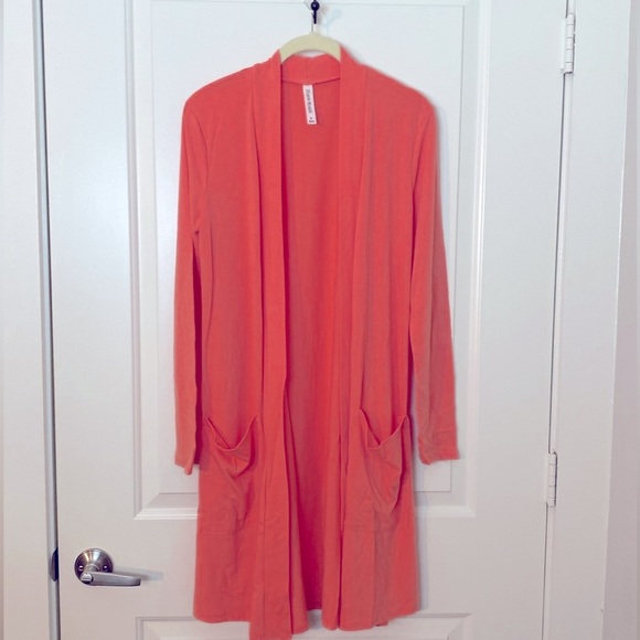ZENANA Premium Coral Cozy Deep Pockets Open Lapel Small Cardigan Midi Duster - Picture 2 of 3